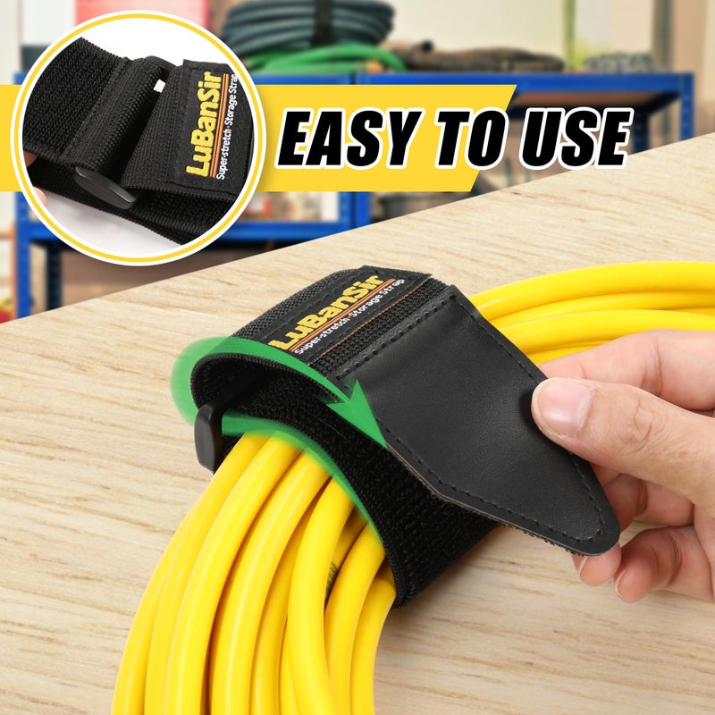 LuBanSir Cinch Straps, 1" x 6" (10 Pack) Elastic Hook and Loop Fastening Cable Strap for Extension Cord, Cable, Cord Wrap and Hose Organization and Storage - Image 4